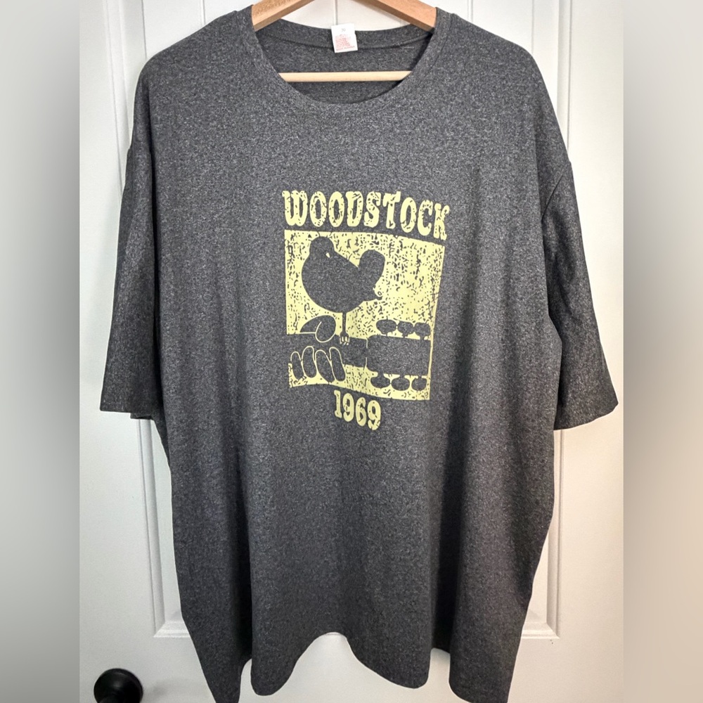 Women's Gray Woodstock 1969 Graphic Tee with Yellow Print
